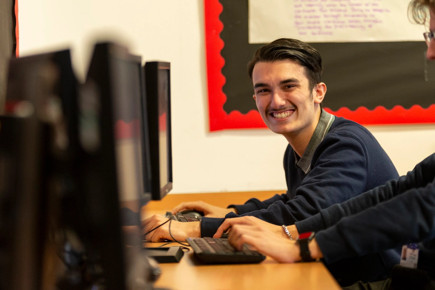 Student working on computer